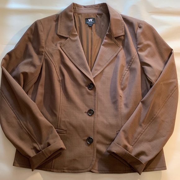 W by Worth Blazer Ruffle Back Brown Size 14 - Picture 3 of 8
